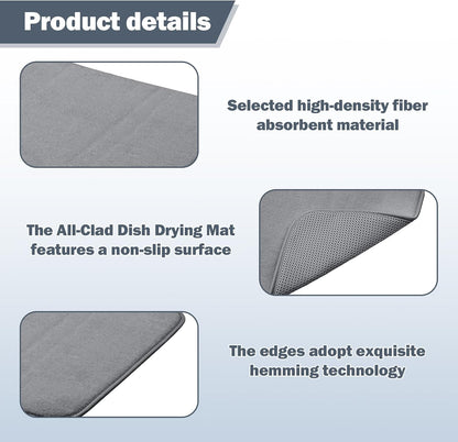 Skiennix Dish Drying Mat - Super Absorbent Microfiber | 16" x 18", 2 Pack, Quick Dry & Machine Washable