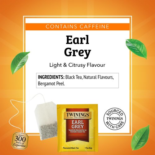 Twinings Earl Grey Black Tea Individually Wrapped Bags, 50 Count (Pack of 6), Flavoured with Citrus and Bergamot, Caffeinated, Enjoy Hot or Iced, 300 Teabags