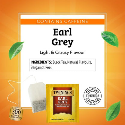 Twinings Earl Grey Black Tea Individually Wrapped Bags, 50 Count (Pack of 6), Flavoured with Citrus and Bergamot, Caffeinated, Enjoy Hot or Iced, 300 Teabags
