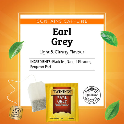 Twinings Earl Grey Black Tea Individually Wrapped Bags, 20 Count (Pack of 2), Flavoured with Citrus and Bergamot, Caffeinated, Enjoy Hot or Iced, 20 Teabags