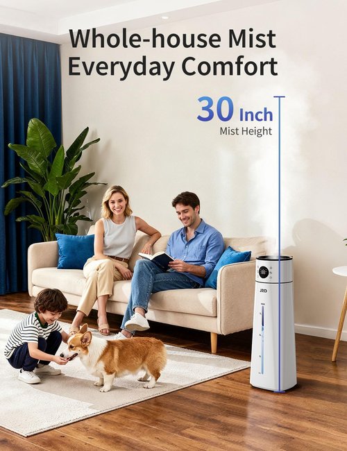 JRD Humidifier - Large 8L Ultrasonic Cool Mist for Bedroom | Quiet with Remote Control & 10 Modes