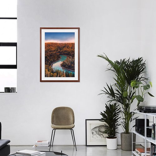 HOMESEVEN 20x28 Poster Frame, Solid Wood 20x28 Frame with Mat for 16x24 Photo, Large Picture Frame 20x28-Horizontal and Vertical Wall Hanging for Home, Exhibition, Caffe(Brown)