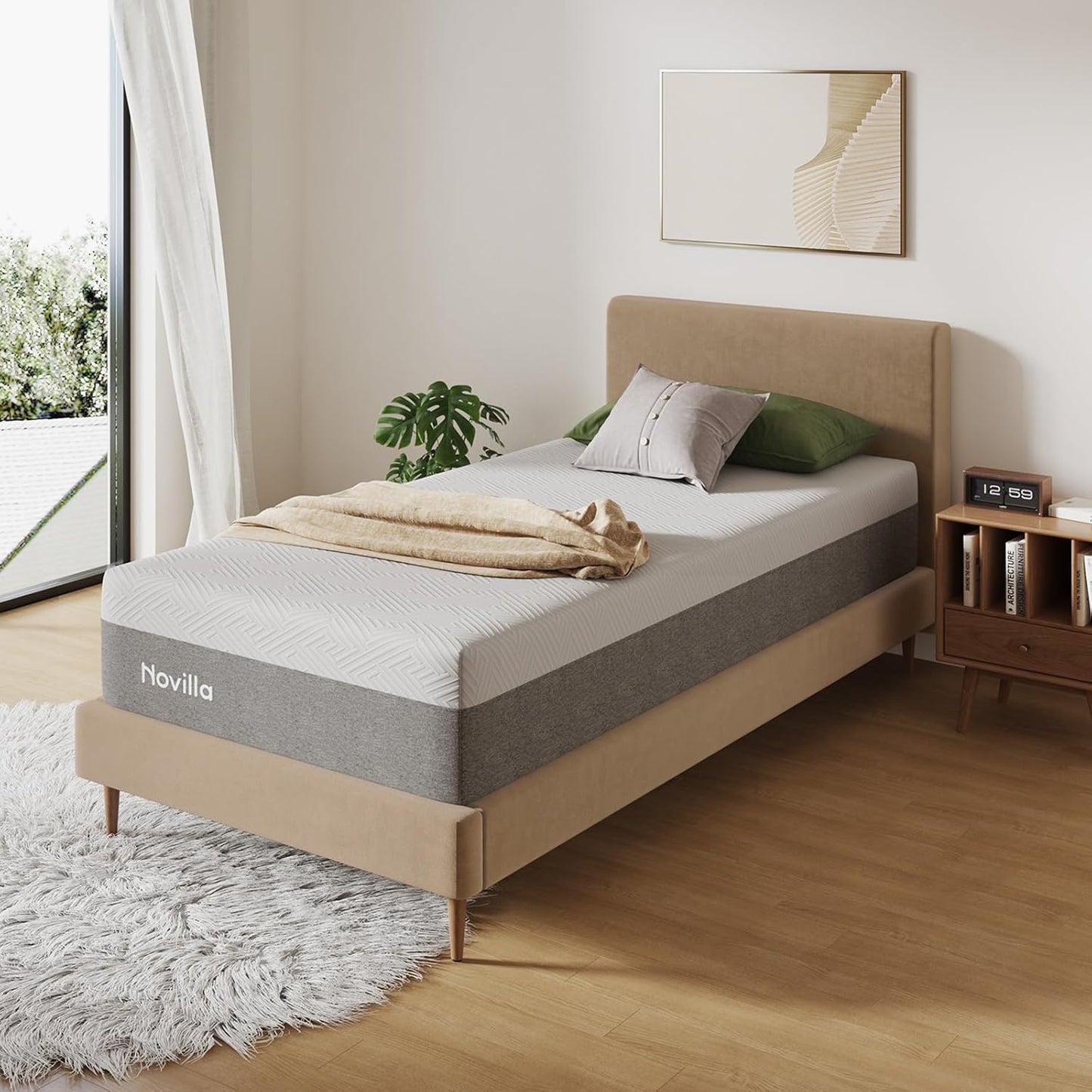 Novilla Twin Mattress - 10 Inch Gel Memory Foam for Cool Sleep & Pressure Relief | Medium Plush