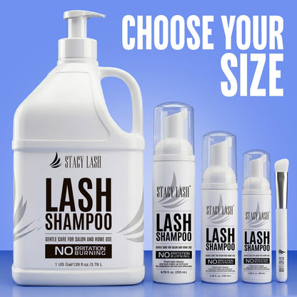 STACY LASH Eyelash Extension Shampoo - Foaming Cleanser & Brush | 1.69 fl. oz | Safe for Extensions & Natural Lashes