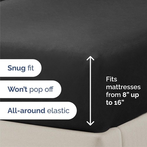 Cal King Size 4-Piece Sheet Set - Ultra-Soft, Cooling & Breathable Bedding - Hotel Luxury Quality - Deep Pockets, Wrinkle-Free - Oeko-Tex Certified - Black
