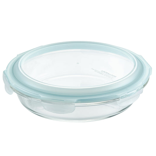 LocknLock Purely Better Glass Round Pie Baking Dish/Food Storage Container with Lid, 9.5 Inch, Clear