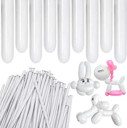 White 260 Balloons by [Brand Name] - Thickening Long Latex Balloons for Twisting & Arch Decor | 100pcs