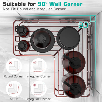 YASONIC Corner Shower Caddy - 3-Pack Adhesive Organizer with Soap Holder & 12 Hooks | Rustproof Stainless Steel, Bronze