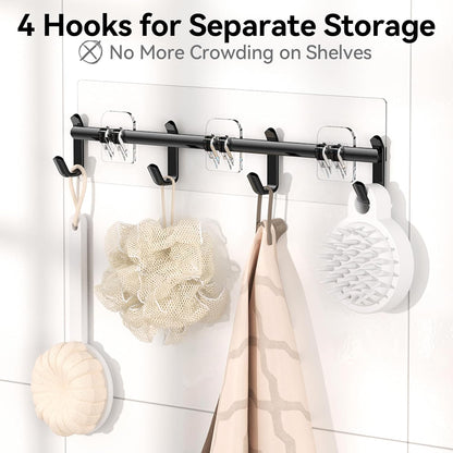 YASONIC Shower Caddy - 100% Rustproof Adhesive Organizer with Soap Holder | 6-Pack Large Capacity Shelves