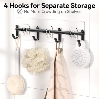 YASONIC Shower Caddy Adhesive, 100% Rustproof Shower Organizer with Soap Holder, 6 Pack Large Capacity shower Shelves for Inside Shower, No Drilling Bathroom Organizers and Storage for Home Decor