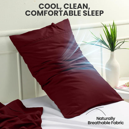 Utopia Bedding King Pillow Cases - Soft Brushed Microfiber - 2 Pack | Fade Resistant 20 x 40 Inches (Burgundy)