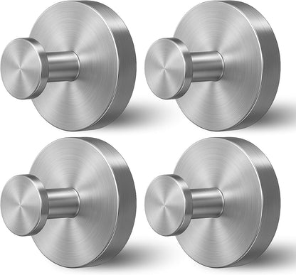 Skiennix Shower Hooks - Removable Suction Cup Design for Glass Windows | 4-Pack Silver
