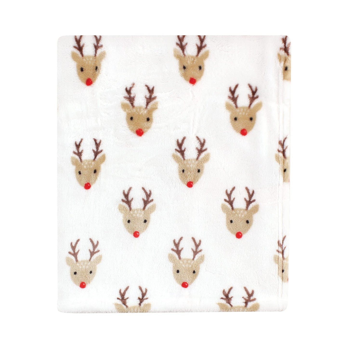 Hudson Baby Unisex Baby Silky Plush and Coral Fleece Blanket, Rudolph, 30x36 inches