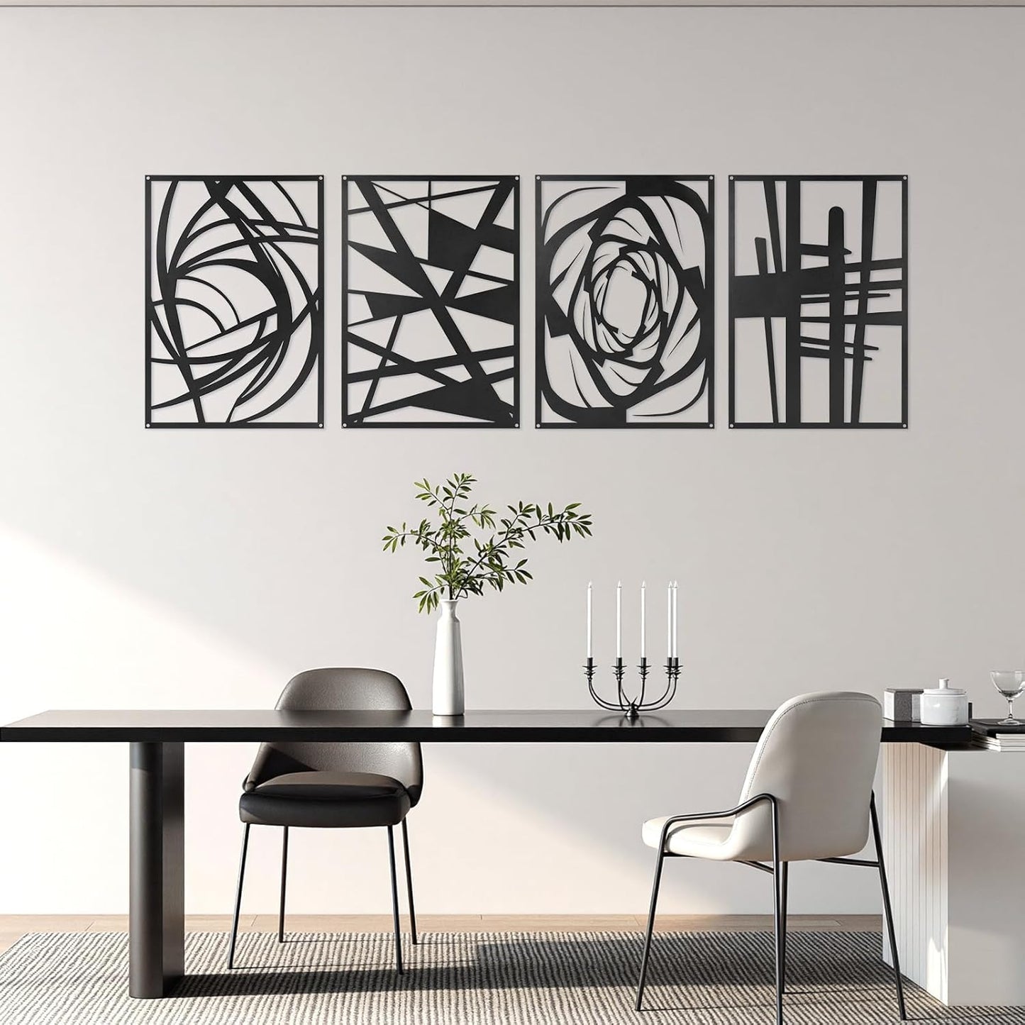 Skiennix Black Abstract Metal Wall Art - Modern 3D Textured Decor for Living Room & Office | 15.7 x 10.6 Inch