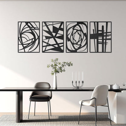 Skiennix Black Abstract Metal Wall Art - Modern 3D Textured Decor for Living Room & Office | 15.7 x 10.6 Inch