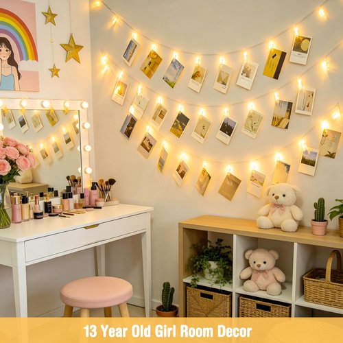 JMEXSUSS Photo Clip String Lights - 20.8FT with 40 LED Clips | Battery Operated Fairy Lights for Teen Room Decor