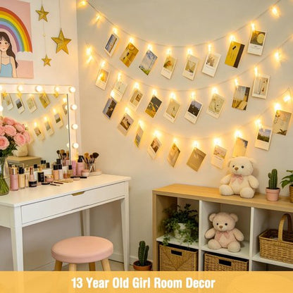 JMEXSUSS Photo Clip String Lights - 20.8FT with 40 LED Clips | Battery Operated Fairy Lights for Teen Room Decor