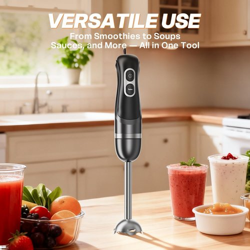 Immersion Blender - Corded Electric Handheld Stick Mixer with Stainless Steel Blades | 2 Speed for Smoothies & Soups