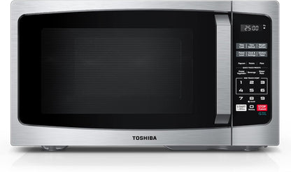 TOSHIBA Small Microwave Oven - 0.9 Cu Ft, 900W, Stainless Steel | 6 Auto Menus & Mute Function