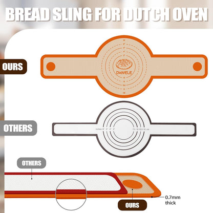 Silicone Bread Sling by [Brand Name] - Non-Stick & Easy to Clean Baking Mat Set | 2 Pcs Reusable Sourdough Tools