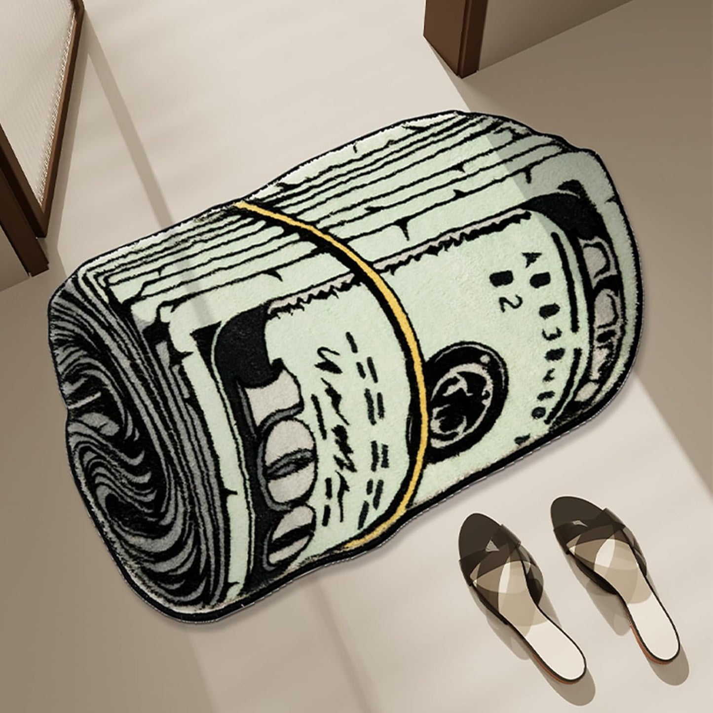 Money Rug | 100 Dollar Bill Design - Creative 20x32 Inch Funky Bath Mat for Home Decor