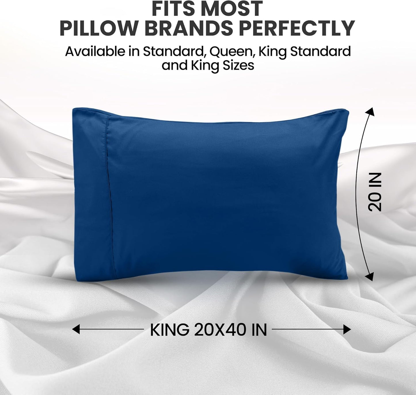 Utopia Bedding King Size Pillow Cases 2-Pack - Soft Brushed Microfiber - Oeko-TEX Certified, 20x40 Inches (Blue Dusk)