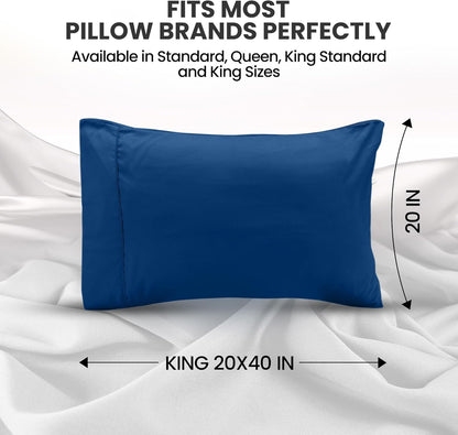 Utopia Bedding King Size Pillow Cases 2-Pack - Soft Brushed Microfiber - Oeko-TEX Certified, 20x40 Inches (Blue Dusk)
