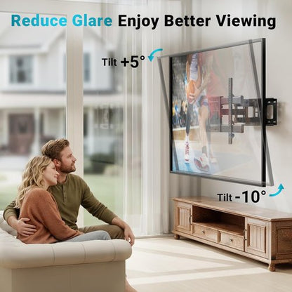 BONTEC Full Motion TV Wall Mount - Fits 37-85 Inch TVs, Swivel & Tilt Dual Arms, Holds Up to 132lbs