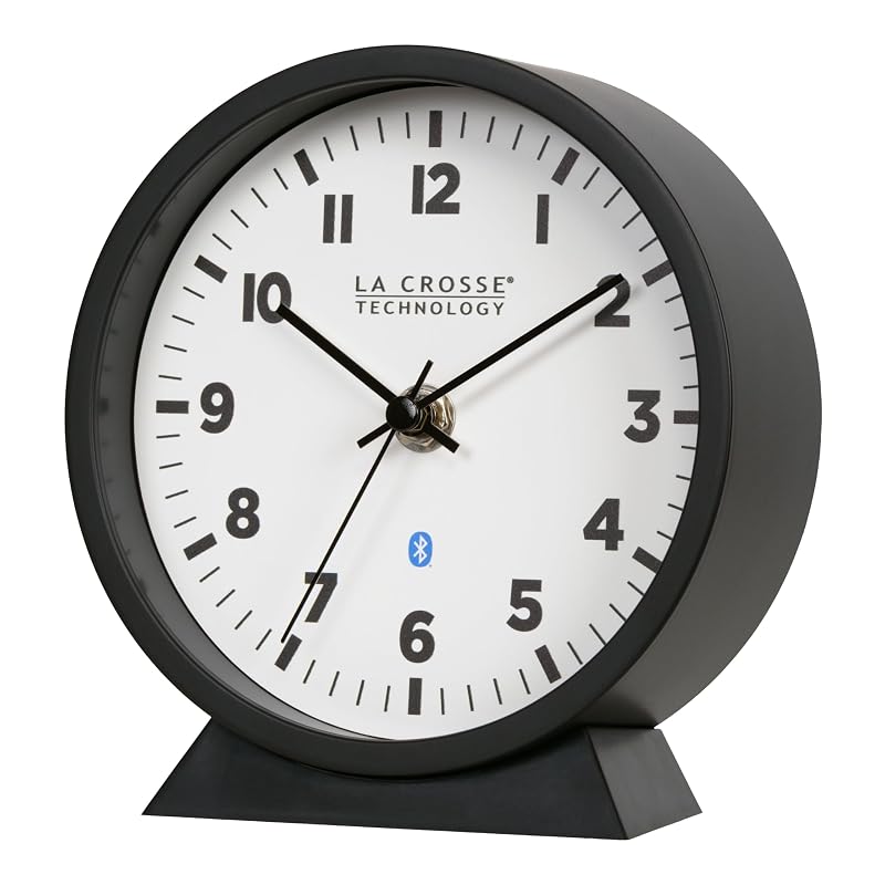 Insta-Set Bluetooth Desk/Wall Clock - 6-Inch, Analog Time Sync with DST