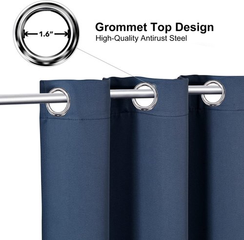 ChrisDowa Blackout Curtains - 90-Inch Thermal Insulated Grommet Panels Set | Stone Blue, 2 Panels for Living Room