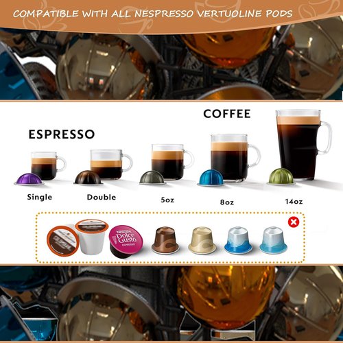 BLACKSMITH FAMILY Coffee Pod Holder - 360° Revolving Organizer for 40 Nespresso Vertuo Pods | Piano Black