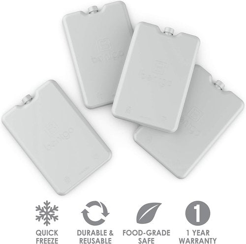 Bentgo Ice Lunch Chillers - Ultra-Thin Ice Packs for Lunch Bags & Coolers - 4 Pack (Gray)
