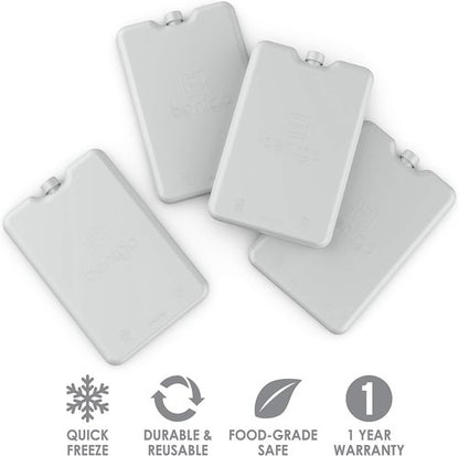 Bentgo Ice Lunch Chillers - Ultra-Thin Ice Packs for Lunch Bags & Coolers - 4 Pack (Gray)