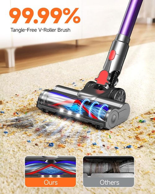 FEPPO Cordless Vacuum Cleaner - Powerful 70-Minute Runtime, Touch Screen, Self-Standing Design | Ideal for Hardwood Floors, Carpets, and Pet Hair