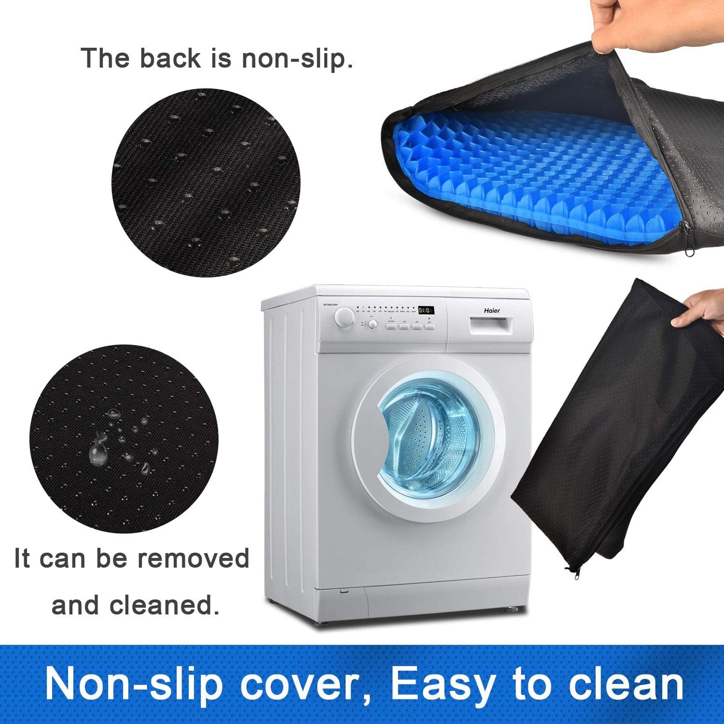 Skiennix Gel Seat Cushion - Super Large Cooling Honeycomb Design for Pressure Relief | Office & Car Use