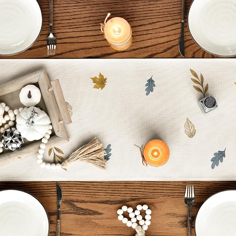 Artoid Mode 13 x 72 Inch Table Runner - Beige/Blue, 210 GSM Polyester