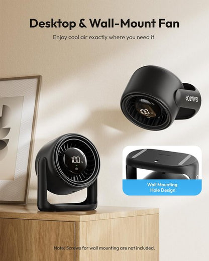 Gaiatop Desk Fan - Ultra Quiet 5-Speed Touch Control Fan with LED Display | 7.7 Inch, Black