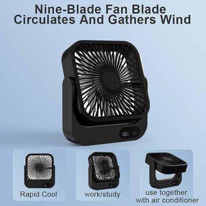 Magnetic Cruise Ship Approved Fan - 5000mAh Battery Operated Portable Fan with 5 Speeds | Sticks to Cabin Ceilings & Walls - Black