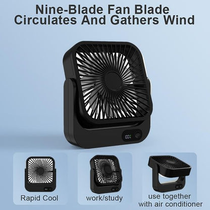 GIIKNEW Magnetic Cruise Ship Approved Fan, 5000mAh Battery Operated Portable Fan with 5 Speeds, Magnetically Sticks on Cabin Ceilings and Walls, Cruise Essentials 2026 - Black