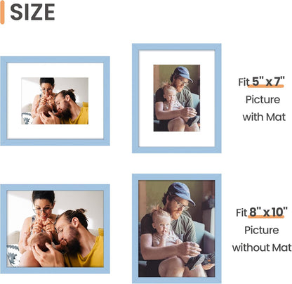 Upsimples 8x10 Picture Frame - Versatile Display for 5x7 or 8x10 Photos | Blue, 1 Pack