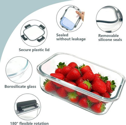 Glass Food Storage Container Set by [Brand Name] - 12 Pack Non-Toxic Borosilicate Meal Prep Containers | Microwave, Oven, Freezer Safe (Gray)