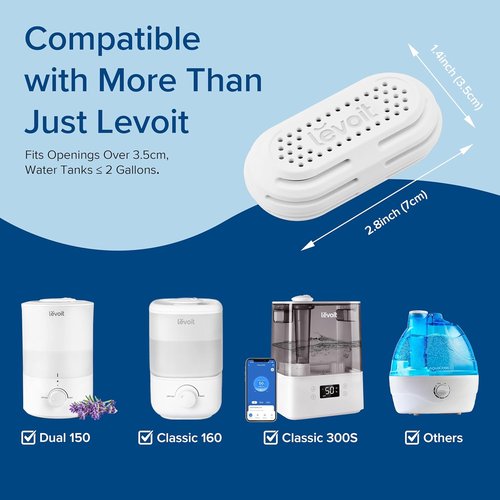 LEVOIT 3-Pack Humidifier Demineralization Cartridge, Compatible with All LEVOIT Top Fill Humidifiers, Calcium and Magnesium Ion Softening, Ultrasonic Welding Design, APP Reminder, White
