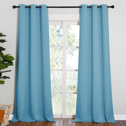 NICETOWN Room Darkening Curtain Panels - Energy-Efficient Drapes for Toddler Boy's Room | Teal Blue, 42" W x 90" L, 2 Panels
