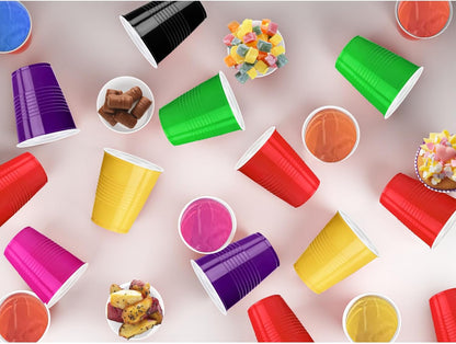 Skiennix 12 Oz Colorful Plastic Cups - 120 Pcs Disposable Party Cups for Thanksgiving & Picnics