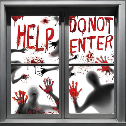 2 Pack 30x61 in Halloween Window Clings - Bloody Spine Chilling Door & Window Decor