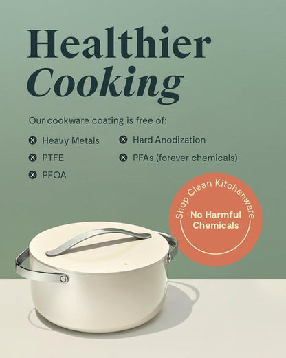 Caraway Dutch Oven Pot - 6.5 Qt Non-Stick Ceramic Coating | Oven Safe & Stovetop Compatible - Cream