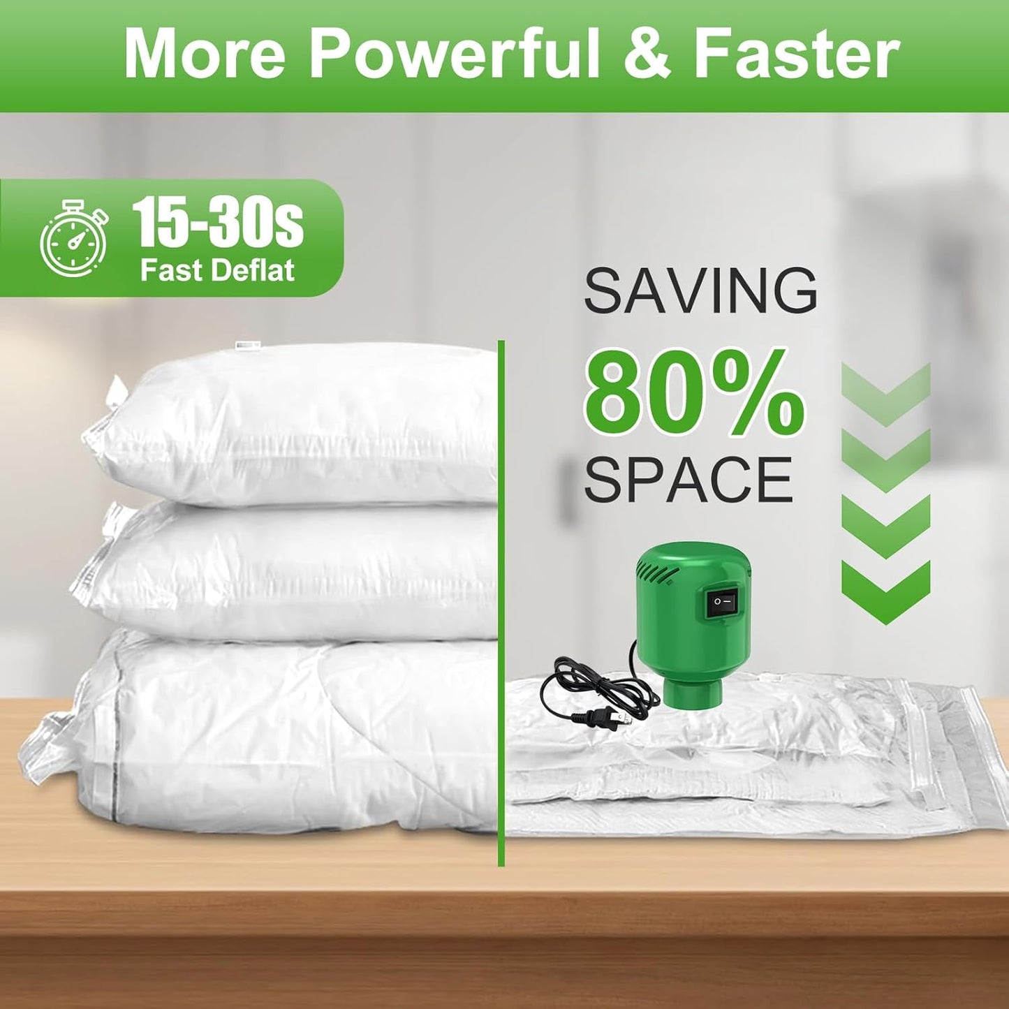 Skiennix Electric Vacuum Pump - Portable Storage Solution for Clothing & Bedding - Green (No Bags)