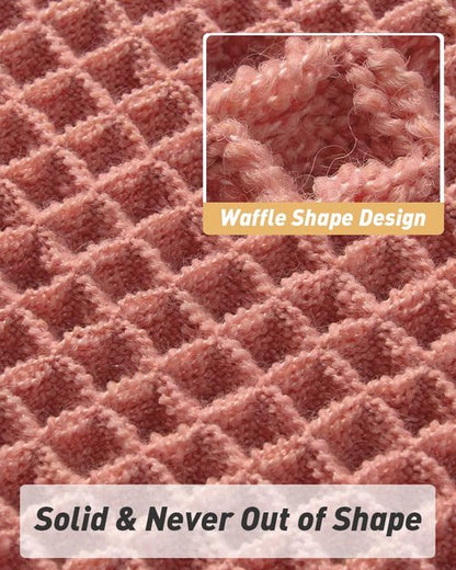AMOAMI Upgraded Waffle Bath Mat, Super Absorbent Non Slip Bath Mats for Bathroom Floor, Machine Washable Bathroom Rugs with Tassels, Rubber Backed Bathroom Mats, Ultra Soft, 24" x 36", Coral