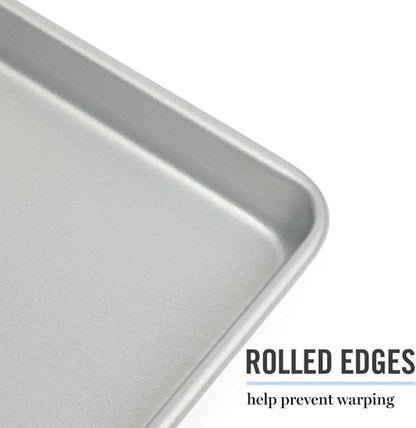 Martha Stewart Gallen Nonstick Carbon Steel Cookie Sheet - 13x9 Inch Durable Silver Baking Pan for Cookies & Brownies