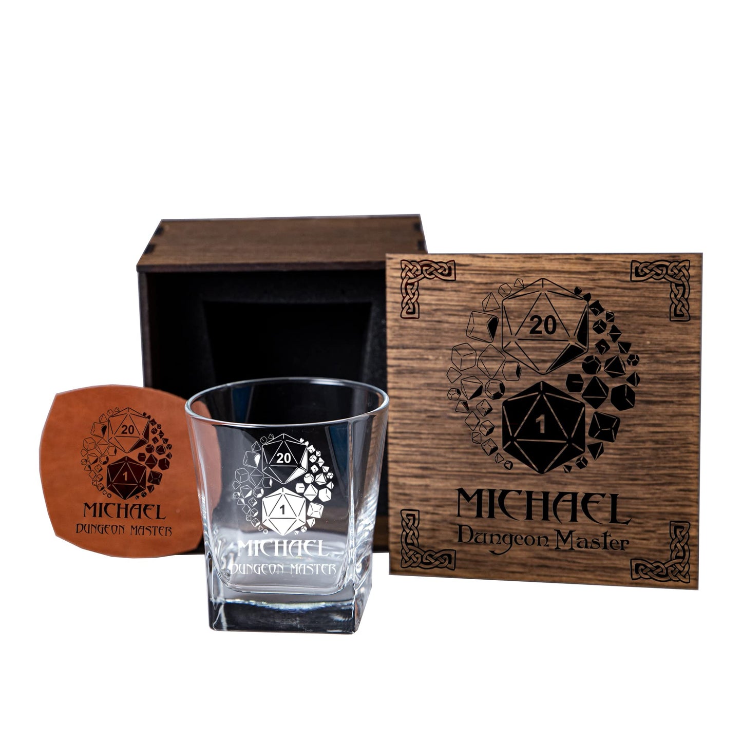 Game Master Gift Idea - Role Game Style Whisky Glass with Gift Box - Presents for Him (Dungeon Master)